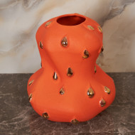 Orange Vase with Gold Drops