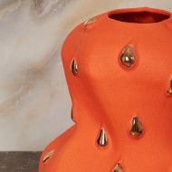 Orange Vase with Gold Drops Orange Vase with Gold Drops
